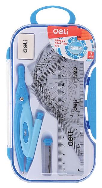 Набор для черчения Deli EG30304 корпус ассорти пластик в компл.:7 предметов фото 1