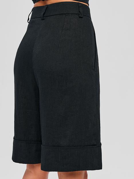 Шорты женские льняные, черный, опт фото 3