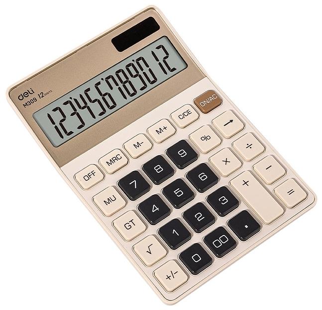 Калькулятор настольный Deli EM309 золотистый 12-разр. фото 1