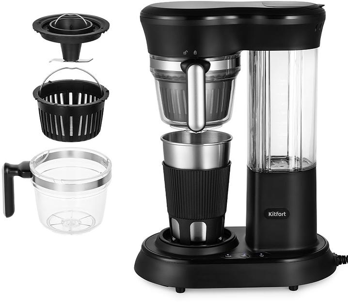 Кофемашина Kitfort КТ-7141 600Вт черный/нержавеющая сталь фото 3