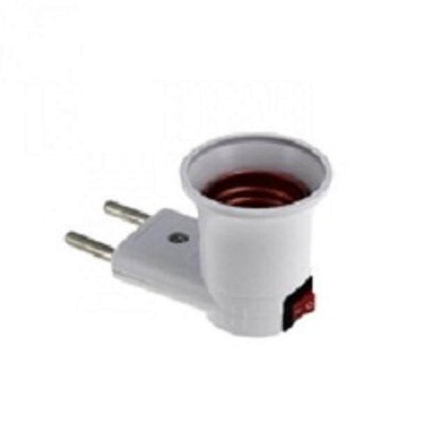 EKF ADF-E27-s-w Переходник вилка-Е27 с выкл. бел. EKF PROxima фото 1