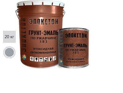 Двухкомпонентная эпоксидная грунт-эмаль по ржавчине 3 в 1 «ЭПОКСТОН», тара 20 кг, цвет серый фото 1
