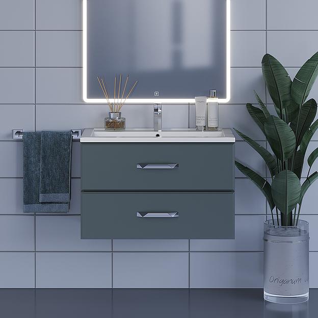 Тумба под раковину для ванной Uperwood Foster 80 см, подвесная, серый графит фото 3