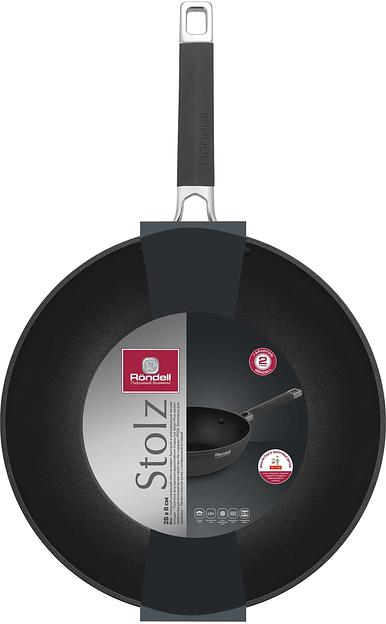 Сковорода ВОК (WOK) Rondell Stolz RDA-1771 круглая 28см покрытие: Xylan Plus ручка несъемная (без крышки) серый фото 4