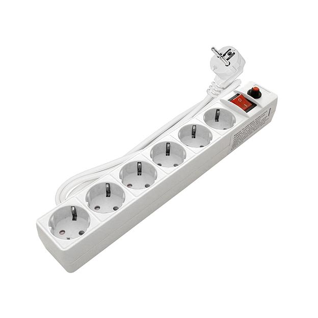 Сетевой фильтр ПВС 3х0.75 белый 1.8м фото 1