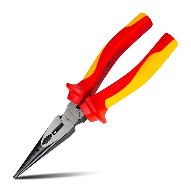 Диэлектрические удлиненные плоскогубцы Deli DL512108 200мм, сталь Cr-V, сертификат VDE для работ под напряжением до 1000 В фото 1