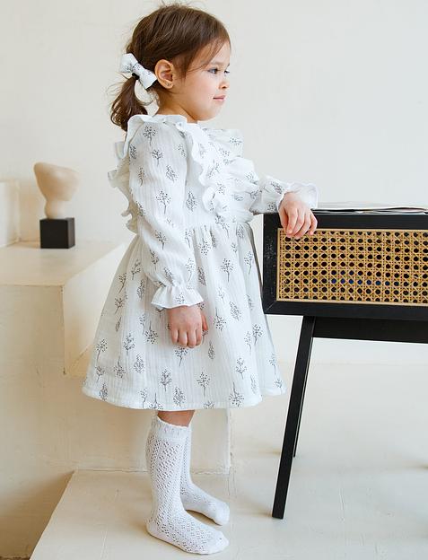 Платье MINI DI «Адель» веточки на белом, муслин, арт.290/2200 ОПТ фото 4