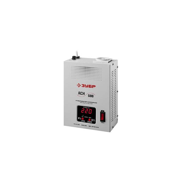 Стабилизатор напряжения Зубр АСН 500, 0.5кВт серый [59381-0.5] фото 1
