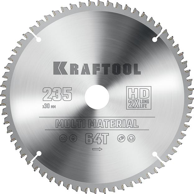 KRAFTOOL Multi Material, 235 х 30 мм, 64Т, пильный диск по алюминию (36953-235-30) фото 1