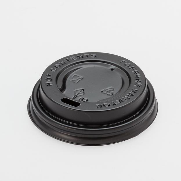 Крышка к стаканам 100мл черная d62мм с обычным отверстием - 100 шт фото 1