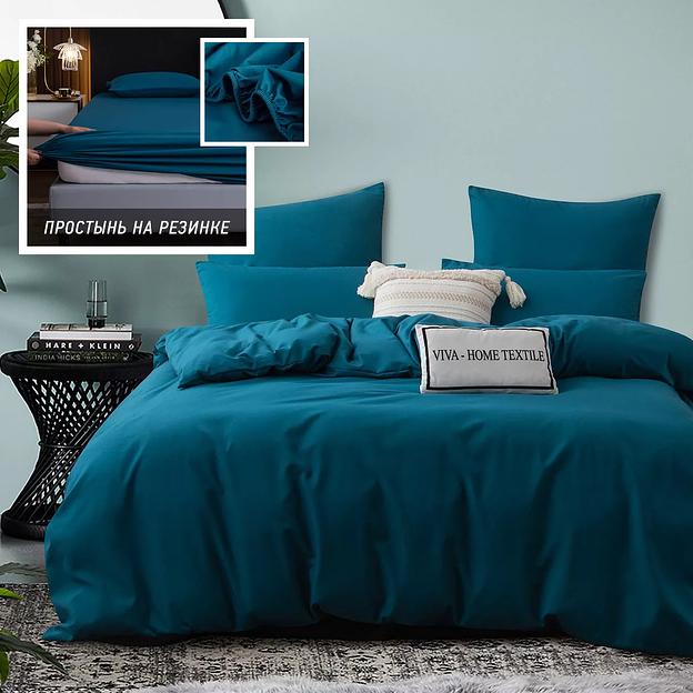 Комплект постельного белья Однотонный Сатин, простыня на резинке CSR039, опт фото 1