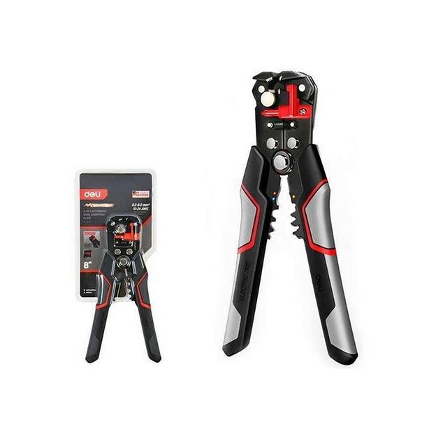 Инструмент обжимной Deli Автоматические клещи для снятия изоляции (стриппер) DL2017 205мм, диапазон зачистки 0,2-6 мм, пружина с автоматическим возвратом, цинковый сплав, лезвие CrMoV, прорезиненные рукоятки фото 1