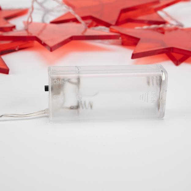 Neon-night 304-002 Гирлянда светодиодная «Звездопад» красная 10 LED, 2,25 м, прозрачный ПВХ, теплый белый свет свечения, 2 х АА (батарейки не в комплекте) фото 5