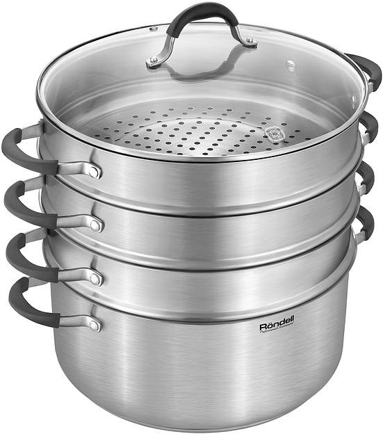 Кастрюля-пароварка Rondell RDS-1815, 30.4л, 32см, с крышкой, стальной фото 2