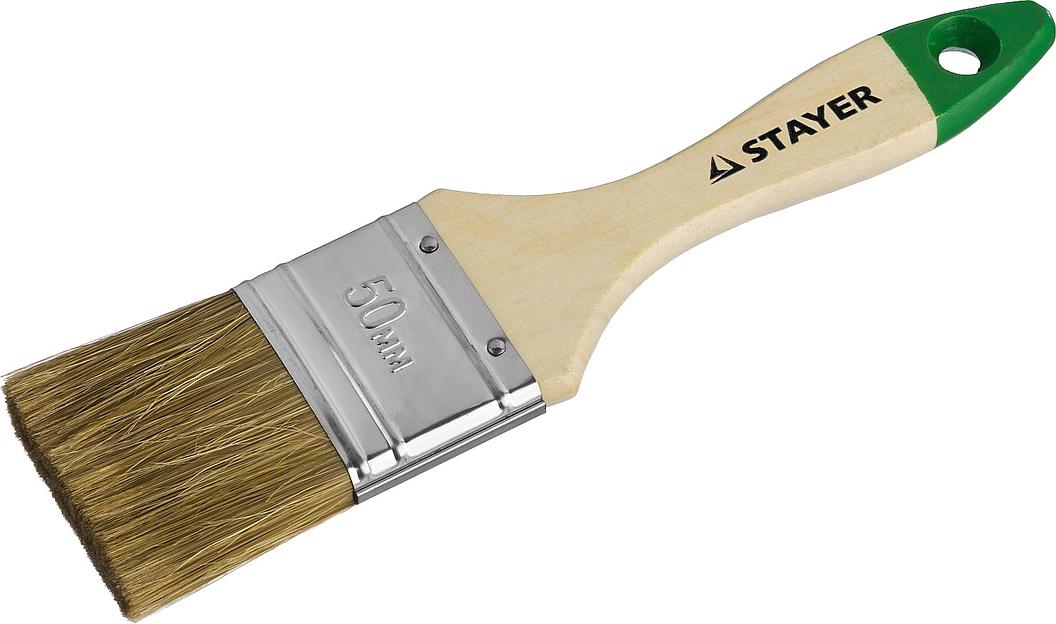 STAYER LASUR, 50 мм, 2″, смешанная щетина, деревянная ручка, для высокотекучих ЛКМ, плоская кисть (01031-50) фото 1