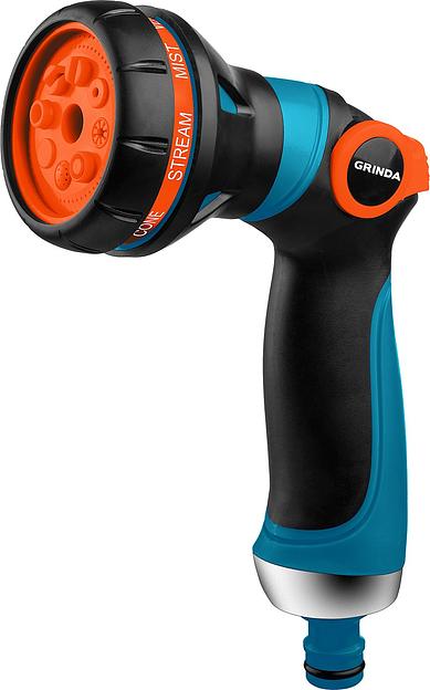 GRINDA S-8, 8 режимов, двухкомпонентный с регулятором напора, поливочный пистолет, PROLine (429100) фото 1