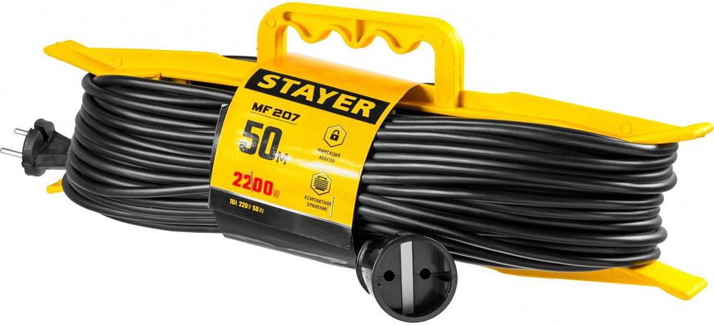 Удлинитель силовой Stayer 55018-50_z01 2x0.75кв.мм 1розет. 50м ПВС 10A пласт.рамка черный фото 3
