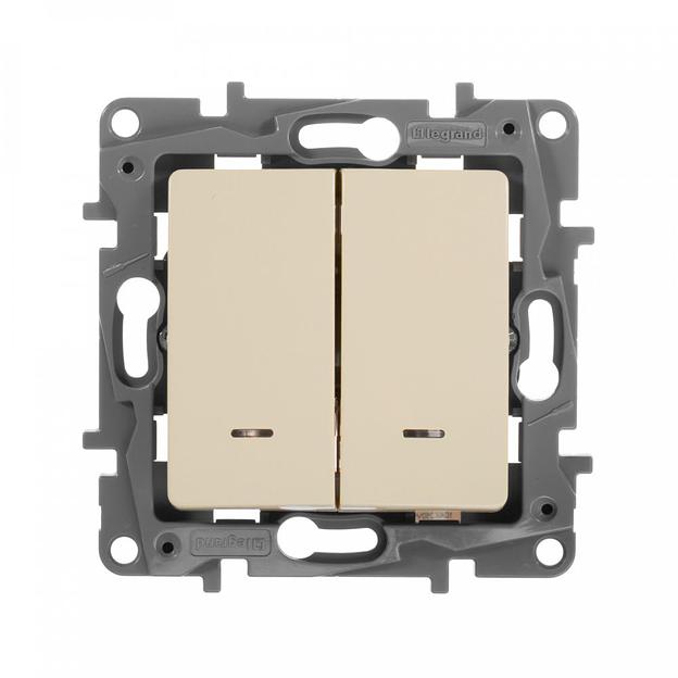 Выключатель Legrand Etika скрыт. 2кл. с подсветкой IP20 слоновая кость (672304) фото 1