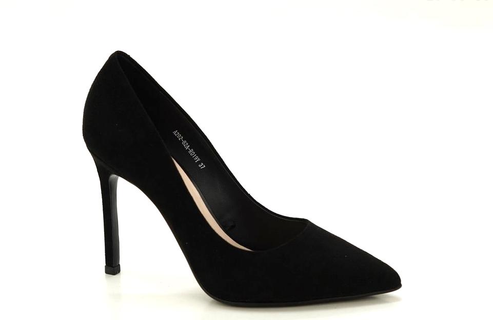 Туфли женские, чёрные, натуральная замша, каблук 10 см фото 1