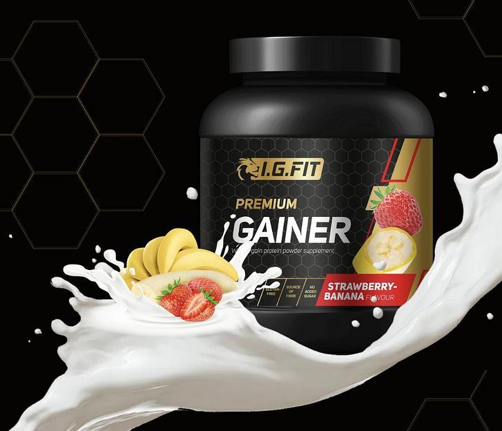 Комплексная пищевая добавка Гейнер I.G.FIT, со вкусом клубника-банан, 3000 гр фото 1