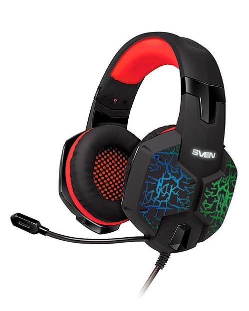 Игровые стереонаушники с микрофоном SVEN AP-U988MV  черный-красный фото 1