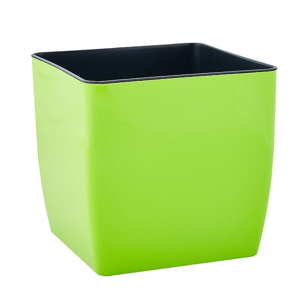 Вазон Квадро низкий со вставкой, Д220 Ш220 В210, оливковый фото 1