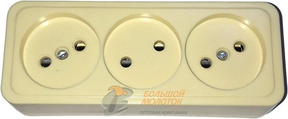 Розетка РА 10-014 3ОП, белая, с карбол. осн. /130 фото 1