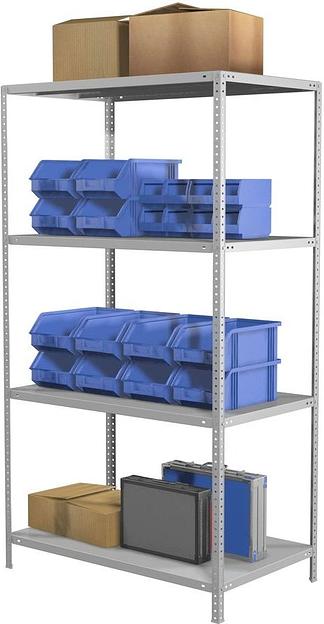 Стеллаж Практик MS Standart 120/60x20/4 пол.:4 единая 1200x600x200мм серый (S24199132402) фото 1