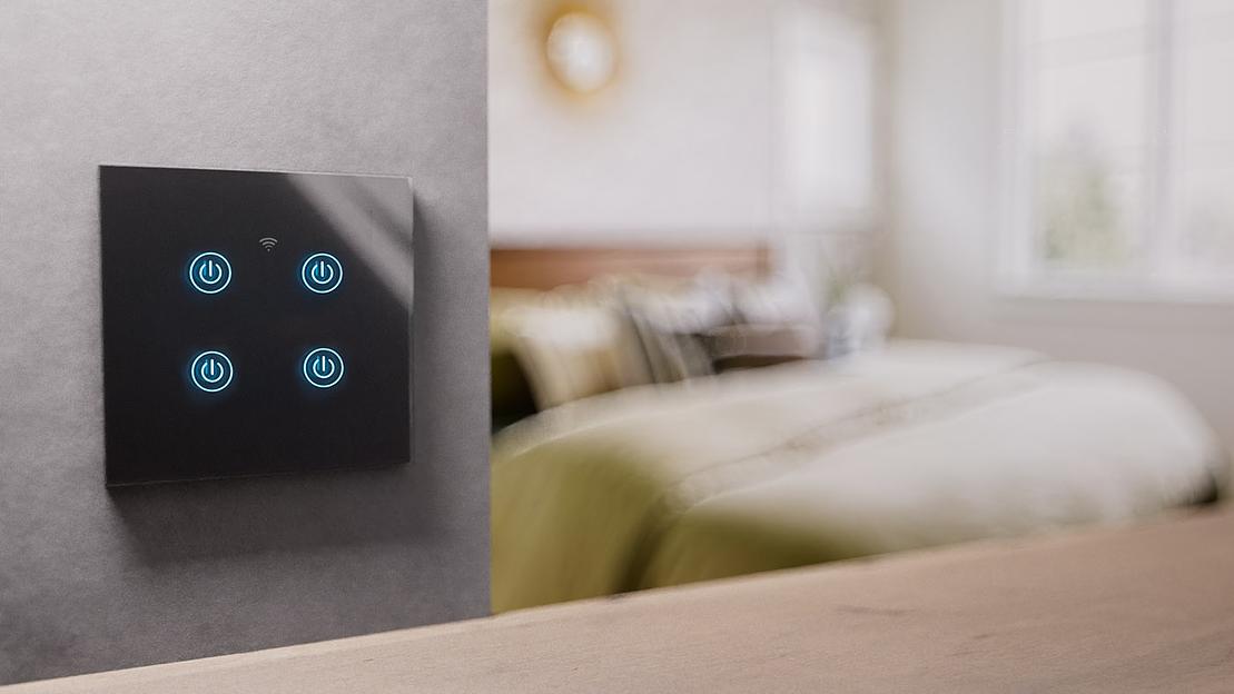 Умный выключатель сенсорный Roximo SWSEN01-4B четырёхкнопочный, чёрный ОПТ фото 3