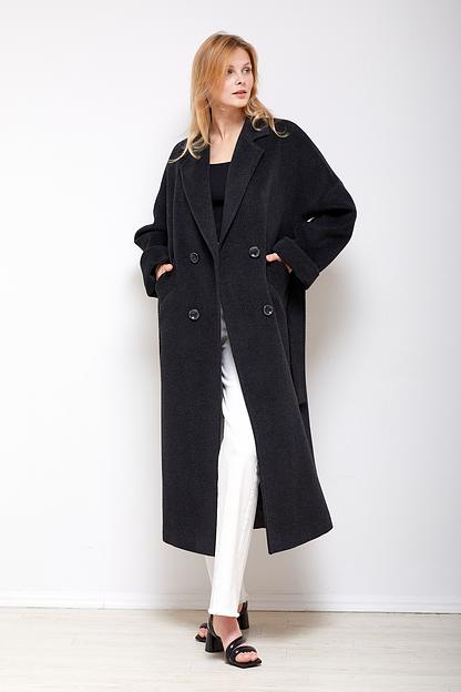 Женское демисезонное пальто двубортное Mmoda антрацит, арт.2202851 фото 1