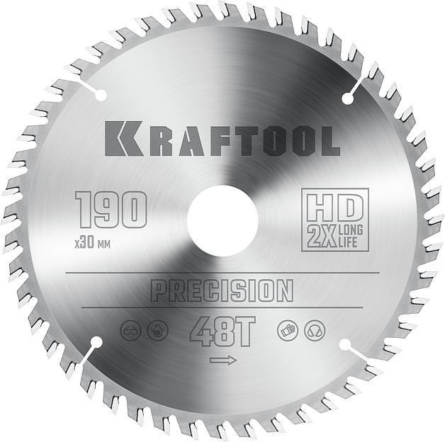 KRAFTOOL Precision, 190 х 30 мм, 48Т, пильный диск по дереву (36952-190-30) фото 1