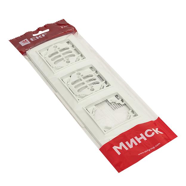 EKF ERM-G-304-10 Минск Рамка 4-местная горизонтальная белая EKF Basic фото 2