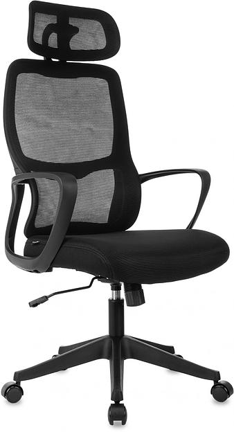 Кресло руководителя Бюрократ Wise черный сетка/ткань с подголов. крестов. пластик фото 1