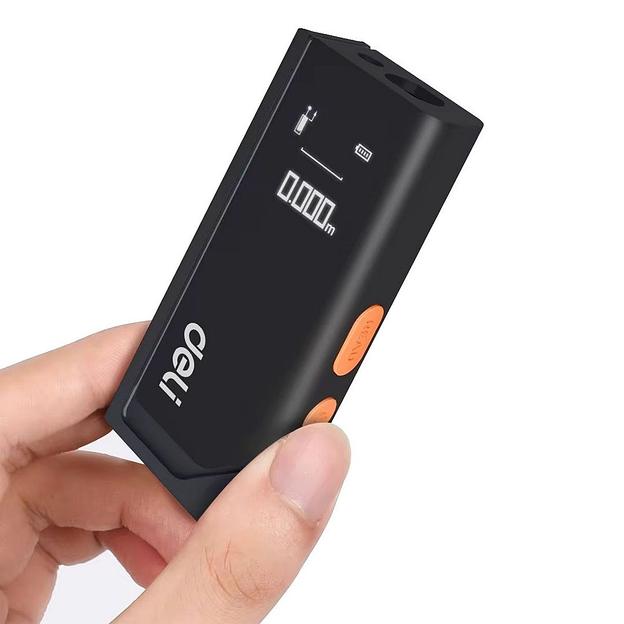 Deli Лазерный дальномер "Home Series Black" Deli DL331150 диапазон измерений 0,05~50м, точность измерения ±3мм, 370 мАч, OLED дисплей, Type-C, вес 48 грамм, эксклюзивный дизайн фото 2
