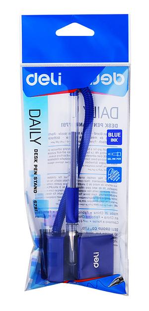 Ручка гелевая Deli E6791BLUE Daily на подставке 0.5мм резин. манжета прозрачный синие чернила фото 2
