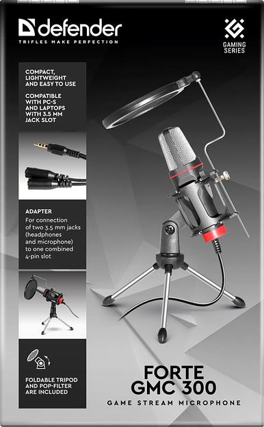 Микрофон Defender Forte GMC 300 3,5 мм, провод 1.5 м [64630] фото 1
