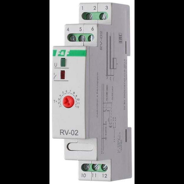 Реле времени RV-02 16А 1..120с 230В 1 перекл. IP20 задержка выключ. монтаж на DIN-рейке F&F EA02.001 фото 3