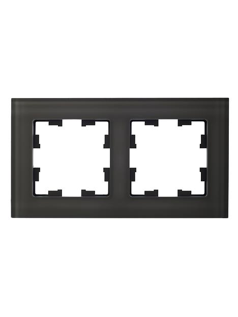 BRITE Рамка 2 поста РУ-2-2-БрД стекло дымчатый фото 2