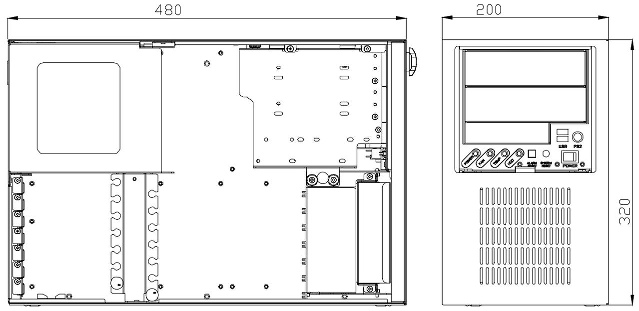 Компьютерный корпус IPC-7220-50C, ATX/mATX, 2 х 5.25", 1 х внешний 3.5", 1 х внутренний 3.5", 2 х USB 2.0, 2 х PS/2, c БП PS8-500ATX-BB фото 1