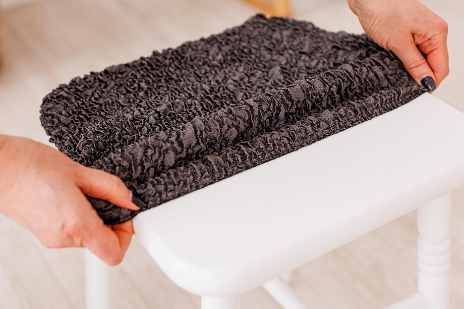 Чехол на табурет Чехлы&Пледы «Виктория» стальной (2 шт) ОПТ фото 5