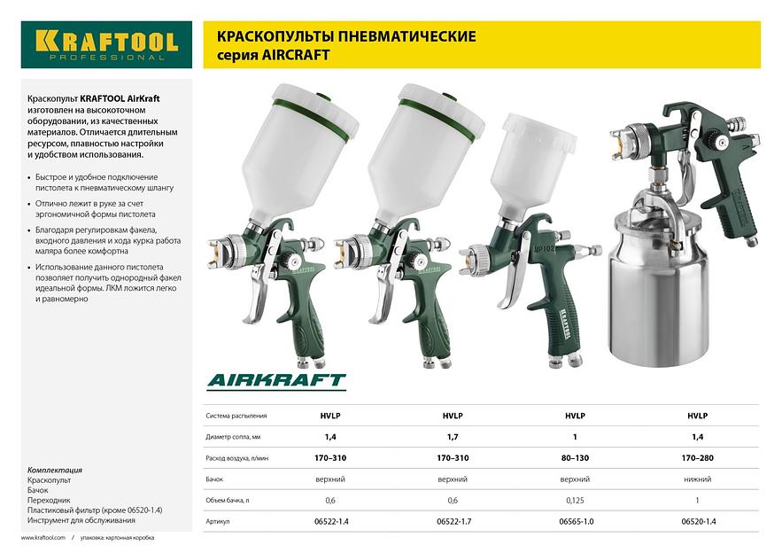 KRAFTOOL AIRKRAFT MINI, HVLP, 1 мм, пневматический краскопульт с верхним бачком (06565-1.0) фото 10