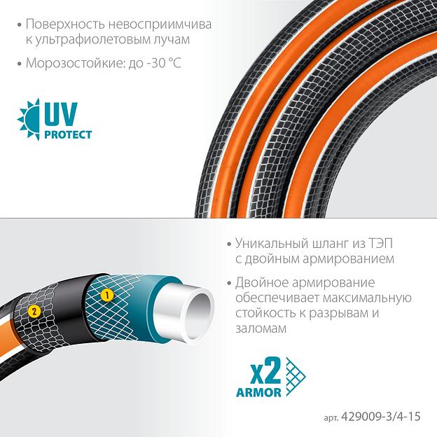 GRINDA ULTRA 6, 3/4″, 15 м, 25 атм, шестислойный, двойное армирование, поливочный шланг, PROLine (429009-3/4-15 фото 4