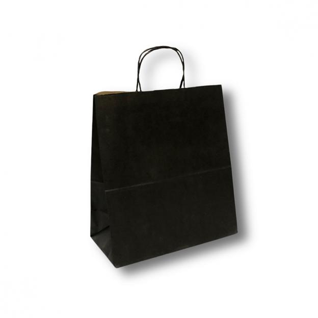 Крафт пакет с крученой ручкой 1 сл. 40х32х13 НМ (черный), Опт фото 1