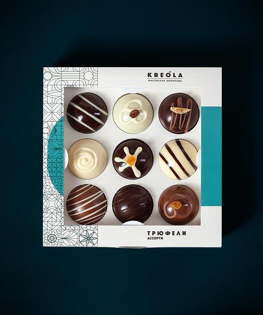 Конфеты Kreola «Трюфель ассорти ручной работы 9 шт» 185 ± 5 г, опт фото 1