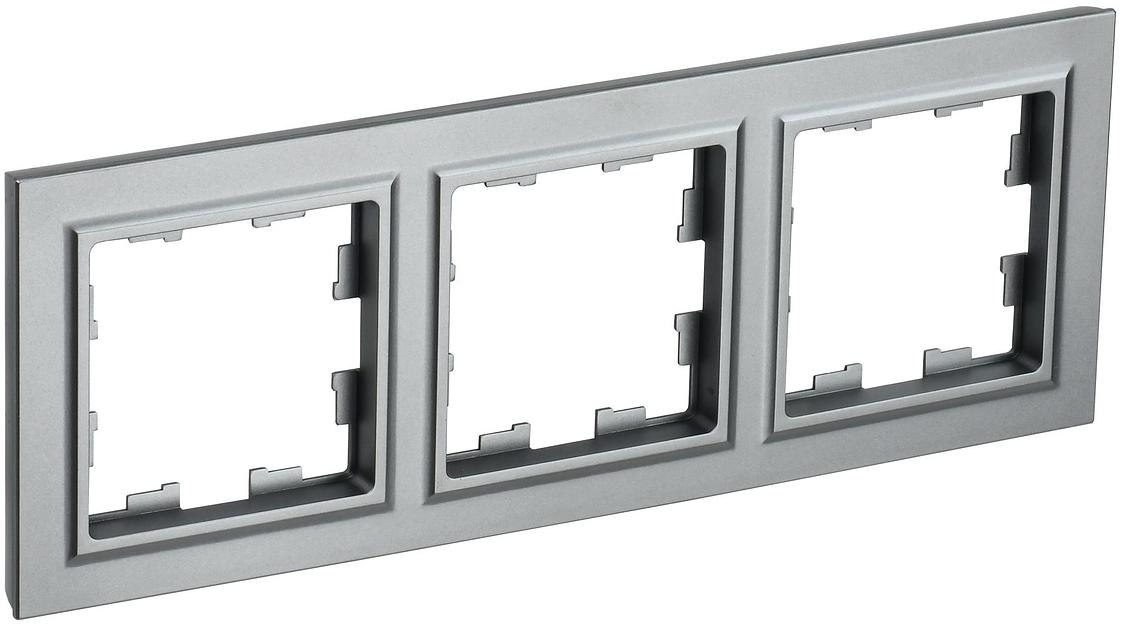 IEK BR-M32-K46 BRITE Рамка 3-мест. РУ-3-БрС сталь фото 1