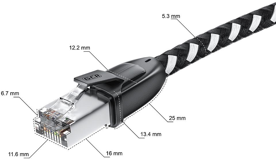 GCR Патч-корд PROF прямой 5.0m, UTP медь кат.6, STRONG черно-белый нейлон, ethernet high speed 10 Гбит/с, T568B, GCR-52779 Greenconnect RJ45(m) - RJ45(m) Cat. 6 UTP нейлон 5.0м чёрно-белый (GCR-52779) фото 7