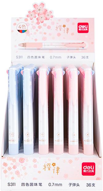 Ручка шариков. автоматическая Deli S311 ассорти ассор. черн. линия 0.7мм резин. манжета фото 2