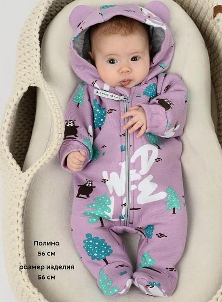 Комбинезон Мишки ёлочки на сиреневом, арт 01122 (56 см) фото 2