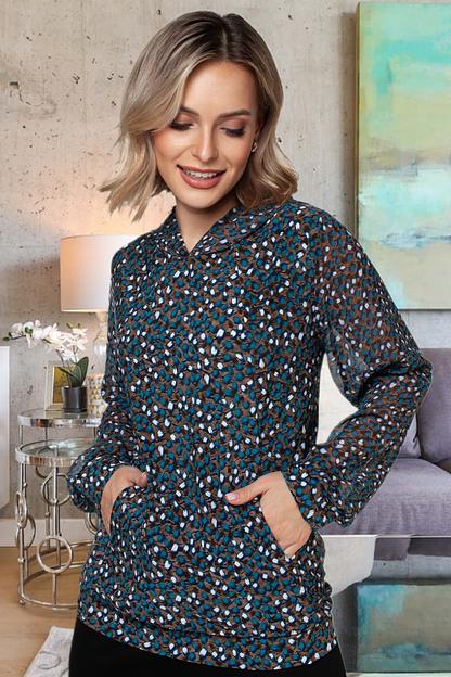 Блузка женская  4090-24/01/Коричневый, синий  фото 1
