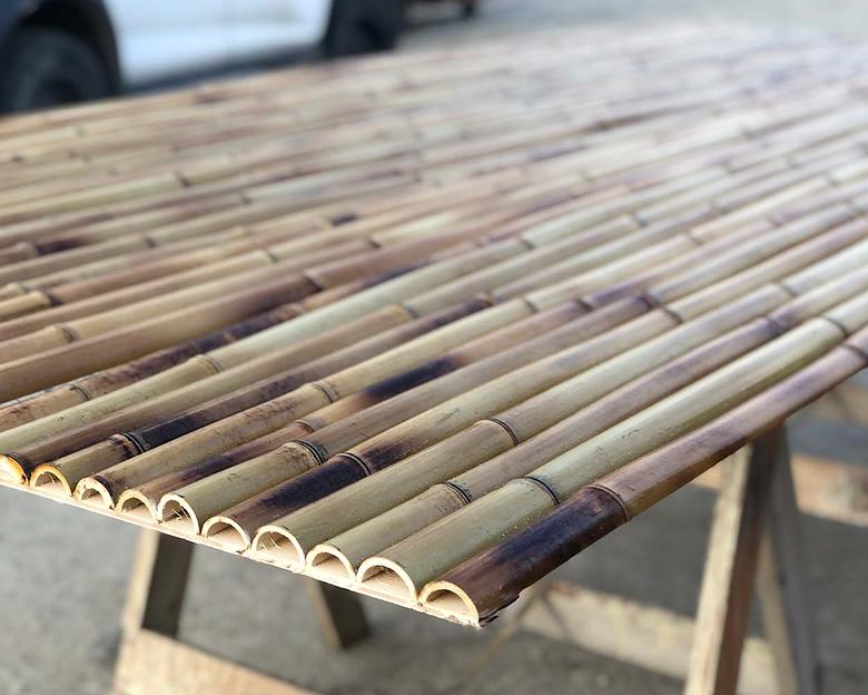 Панель из половинок бамбука, хаотичный обжиг, опт фото 3